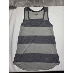 Converse One Star Womens Grey Striped Metallic Sparkle Tank Top Scoop Neck L